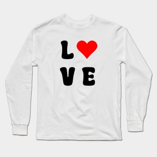 Love Red Heart Black Long Sleeve T-Shirt